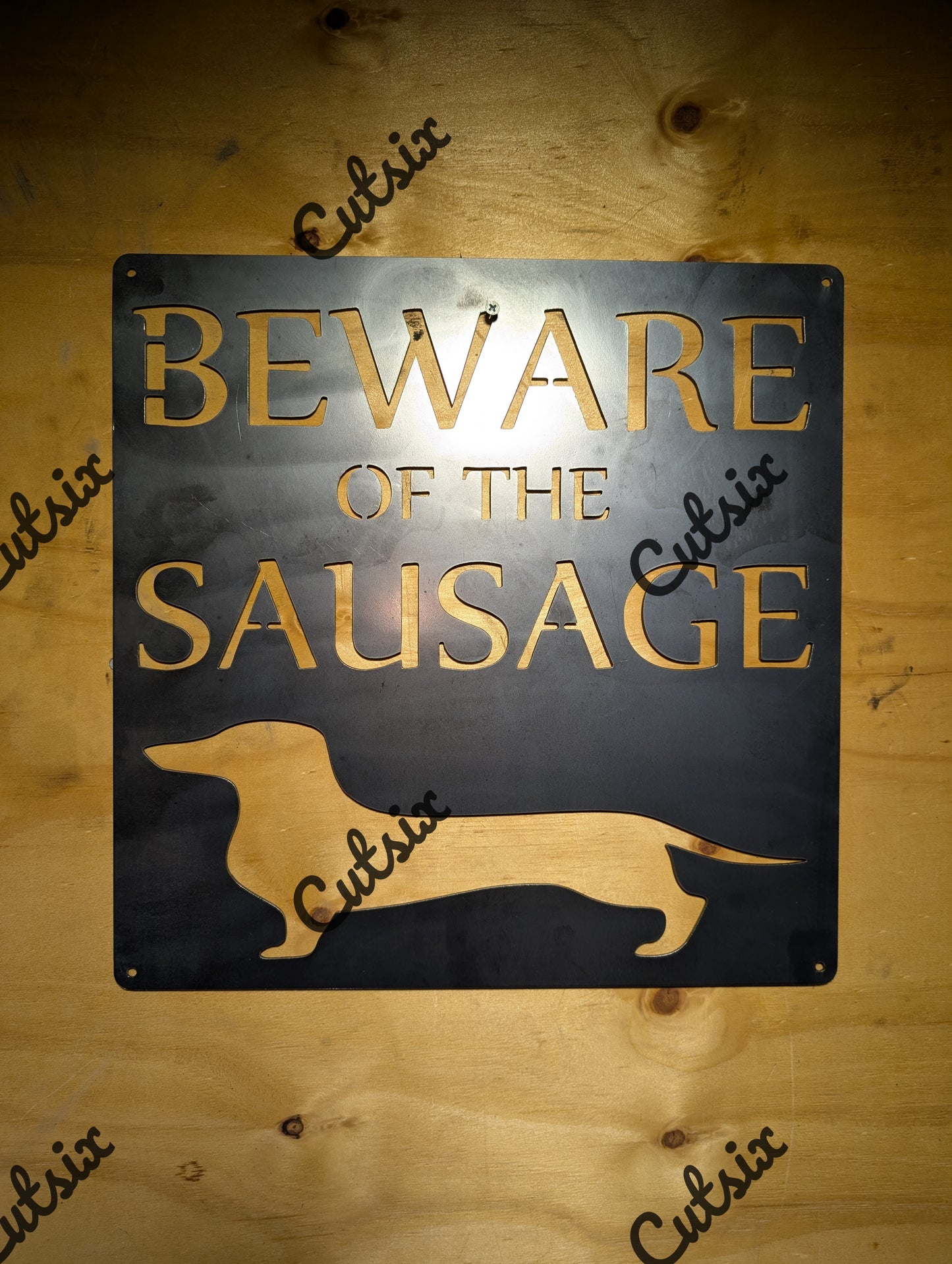 Beware of the sausage - sign