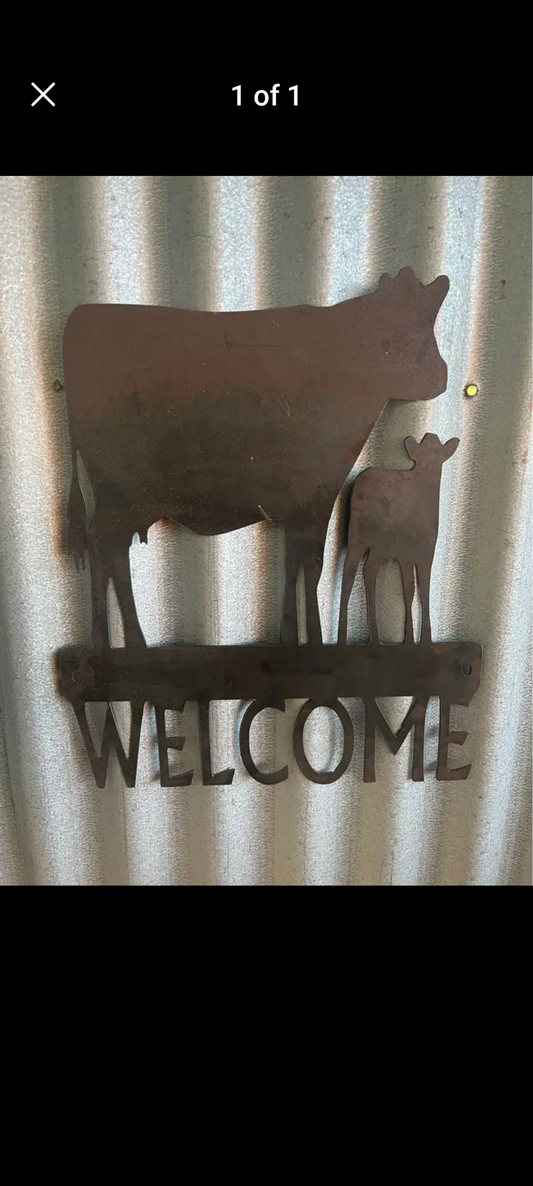 Cow welcome sign